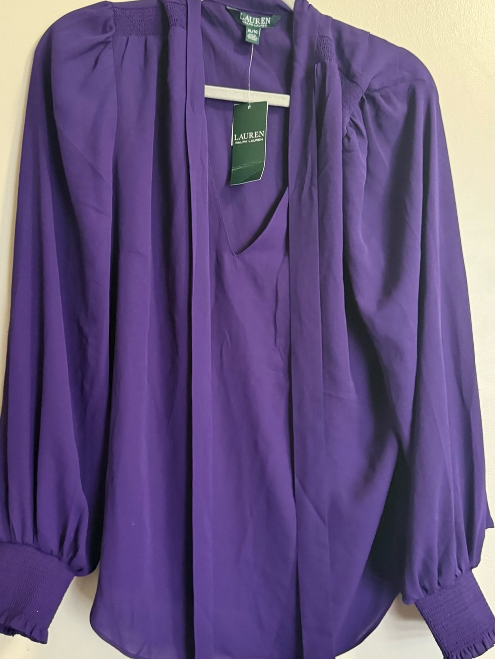 Ralph Lauren Purple V-Neck Long Sleeve Blouse